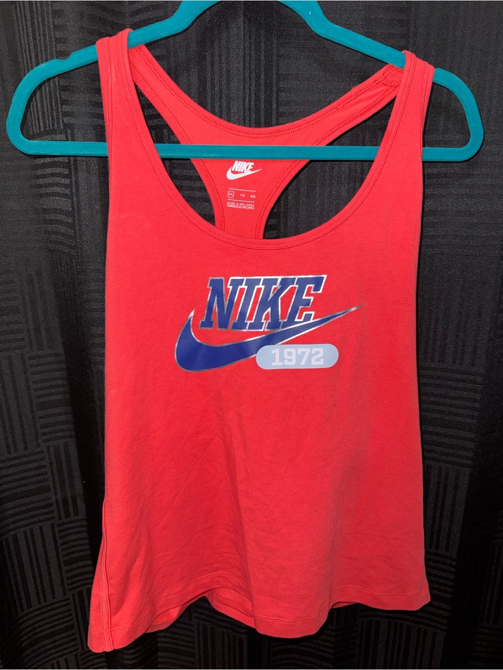 Nike Red Racerback Tank with Blue Swoosh and 1972 Graphic